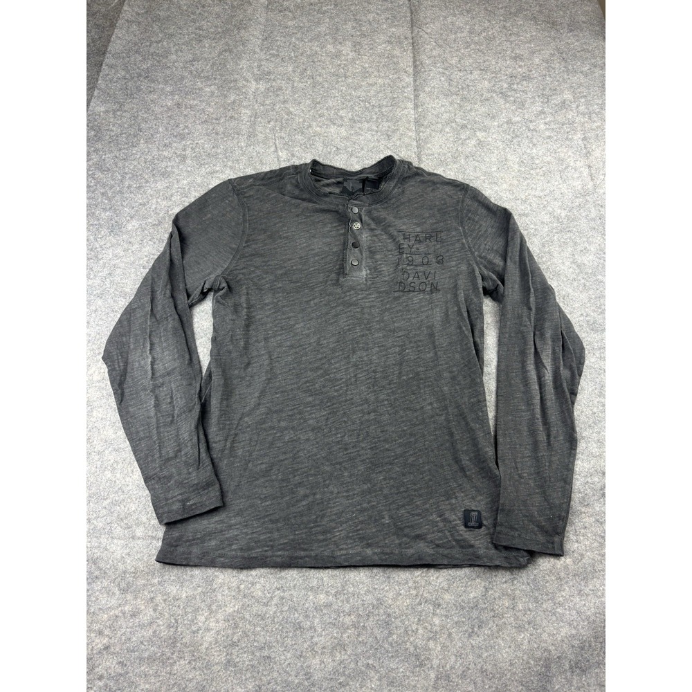 Vintage Y2K Thrashed Harley-Davidson Motorcycle Longsleeve Grunge 2000s Mens M